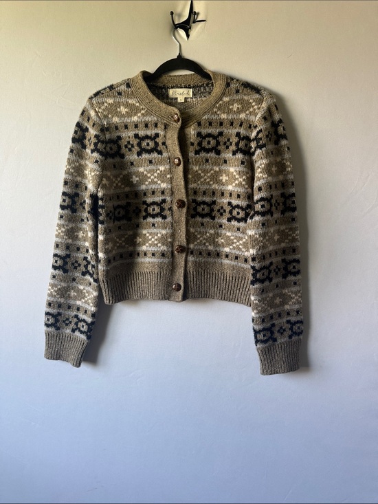 Marled Sweaters - Marled Neutral and Navy Fair Isle Cardigan